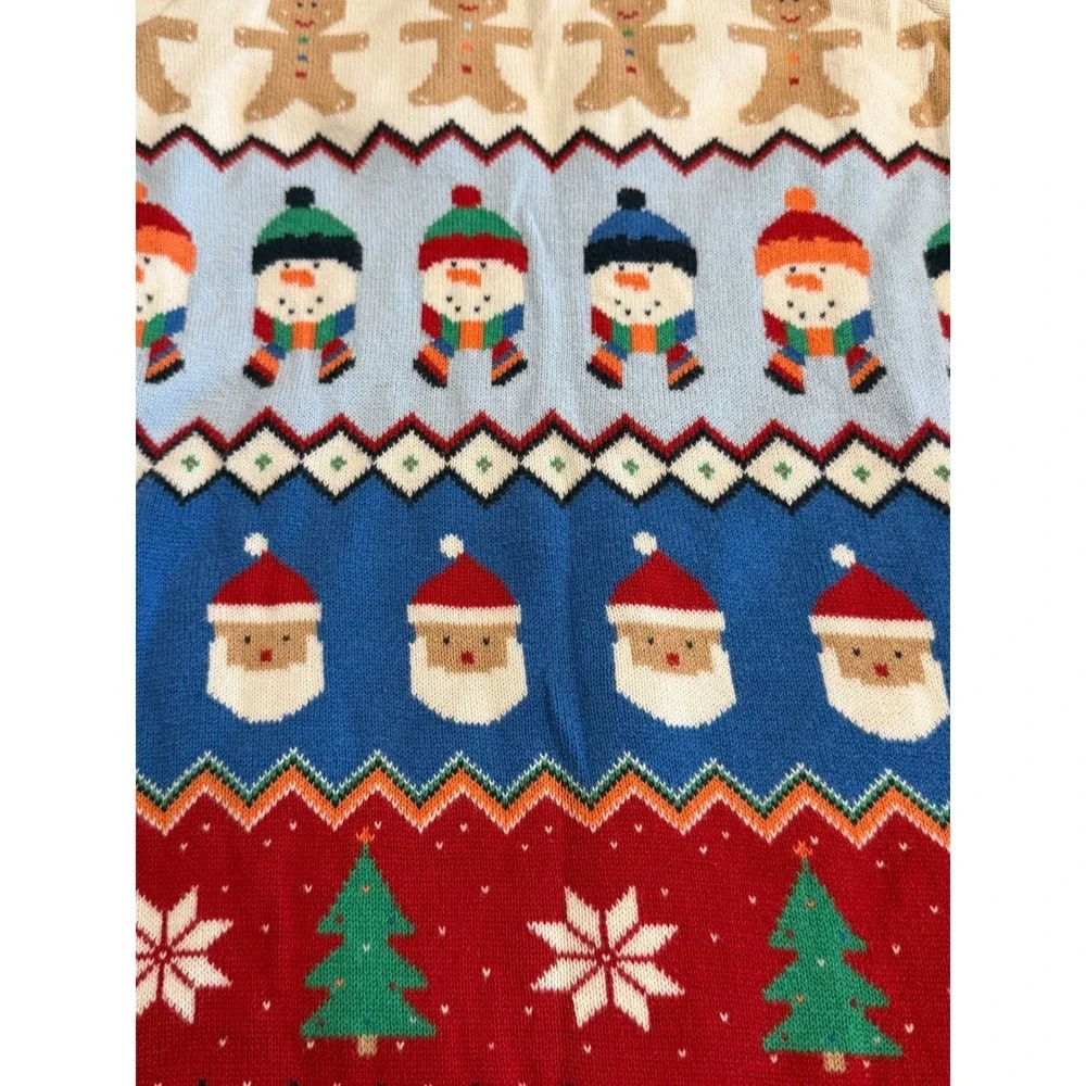 Gymboree Girls Size 6 Christmas Fair Isle Sweater Dress Santa Gingerbread Red